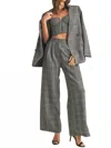 Endless Blu. Plaid Pattern Double Breasted Blazer In Gray In Gray