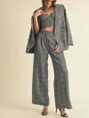 Endless Blu. Plaid Pattern Double Breasted Blazer In Gray In Grey