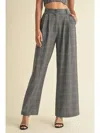 Endless Blu. Plaid Tailored Pants In Gray Plaid In Multi
