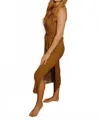Endless Blu. Ribbed Olive Dress In Brown In Brown