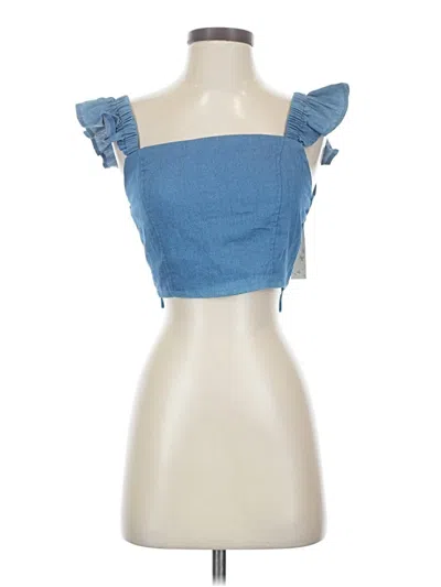 Pre-owned Endless Blu. Short Sleeve Top Blue Sweetheart Neckline Tops