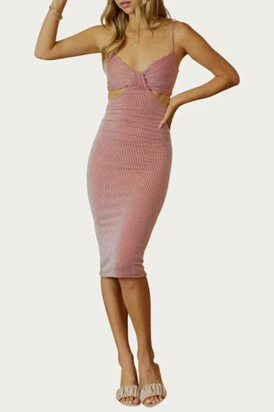 Endless Blu. Side Cutout Relaxed Bodycon Dress In Rust In Pink
