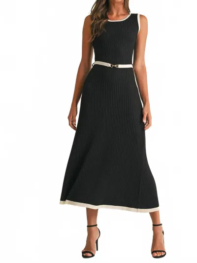 Endless Blu. Sleeveless Midi Sweater Dress In Black