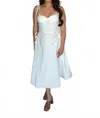 Endless Blu. Something Bustier Shoulder Tie Midi Dress In White In White