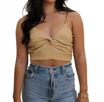 Endless Blu. Twisted Chain Cropped Top In Nude In Brown