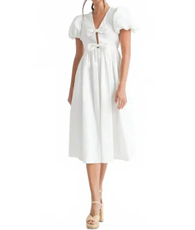 Endless Blu. Women's Bow Midi Dress In White