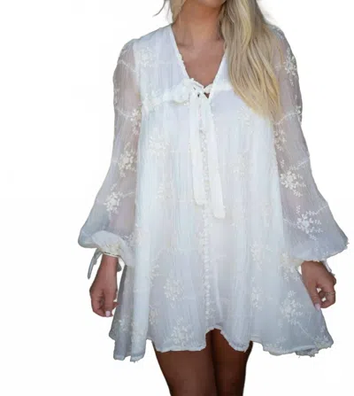 Endless Blu. Women's Linnie Embroidered Mini Dress In Ivory In White