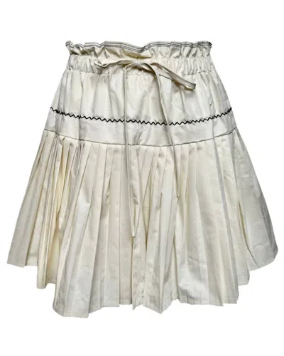 Endless Blu. Women's Pleated Mini Skirt In Cream In White
