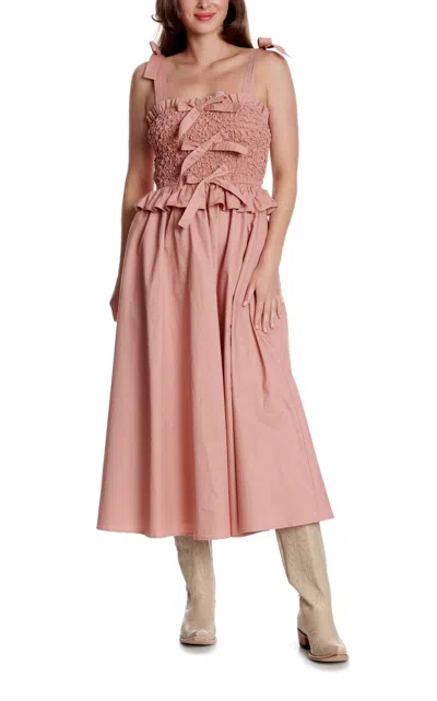 Endless Blu. Women's Rose Tie Ruched Maxi Dress In Pink