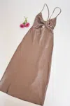 Endless Blu. Women's Strappy Cross Tie Dress In Taupe In Brown