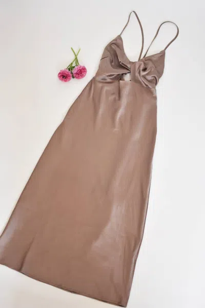 Endless Blu. Women's Strappy Cross Tie Dress In Taupe In Brown