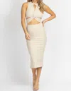 Endless Blu. Multi-cutout Midi Dress In Seashell In Multi