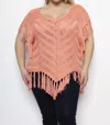 Endless Curves Plus Size Crochet Fringe Top In Coral In Pink