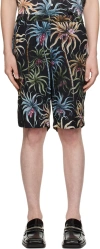 Endless Joy Black Night Palm Board Shorts In Gold