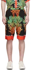 Endless Joy Date Palm Motif-print Bermuda Shorts In Black