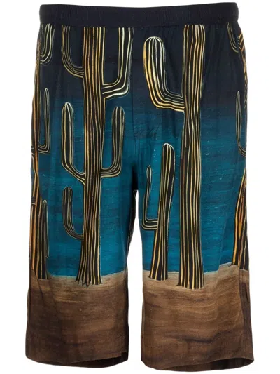 ENDLESS JOY CACTUS-PRINT BERMUDA SHORTS