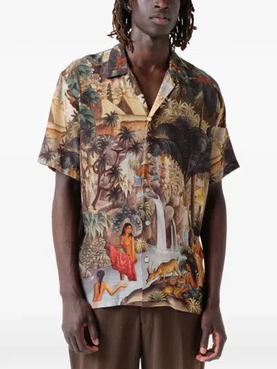 Endless Joy Campuhan Silk-crepe Short-sleeve Shirt In Brown