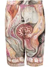 Endless Joy Graphic-print Relaxed-fit High-rise Silk Board Shorts