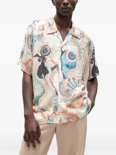 Endless Joy Eternal Squid Surrealist-print Short-sleeve Shirt In Multi