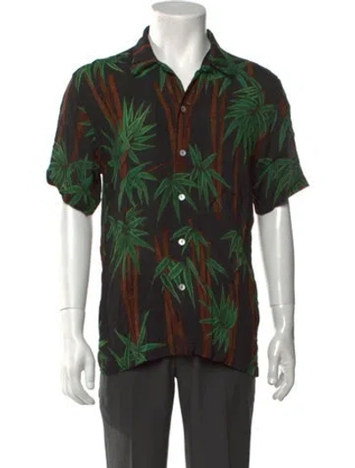 Pre-owned Endless Joy Floral Print Short Sleeve Shirt In Green