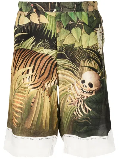 ENDLESS JOY FOREST GRAPHIC-PRINT SILK SHORTS