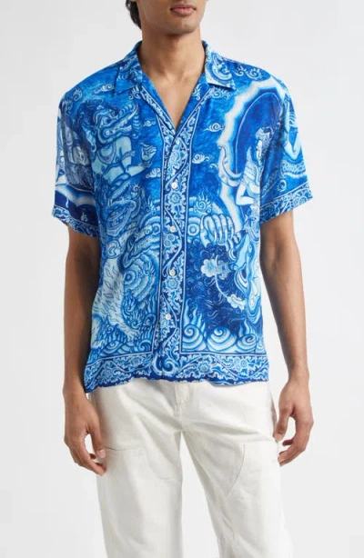 Endless Joy Gajah Wakta Button-up Shirt In Blue