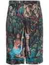 Endless Joy Graphic-print Silk Bermuda Shorts In Black