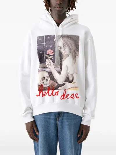 Endless Joy Hello Dear Cotton Hoodie In White