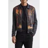 Endless Joy In The Pines Border French Linen Blouson Jacket In Bronze/black