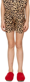Endless Joy Kids Beige Leopard Shorts In Multi