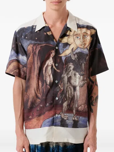 Endless Joy Minotaurmachia Border Short-sleeve Shirt In Multi