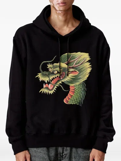 Endless Joy Monkey Dragon Graphic-print Hoodie In Black