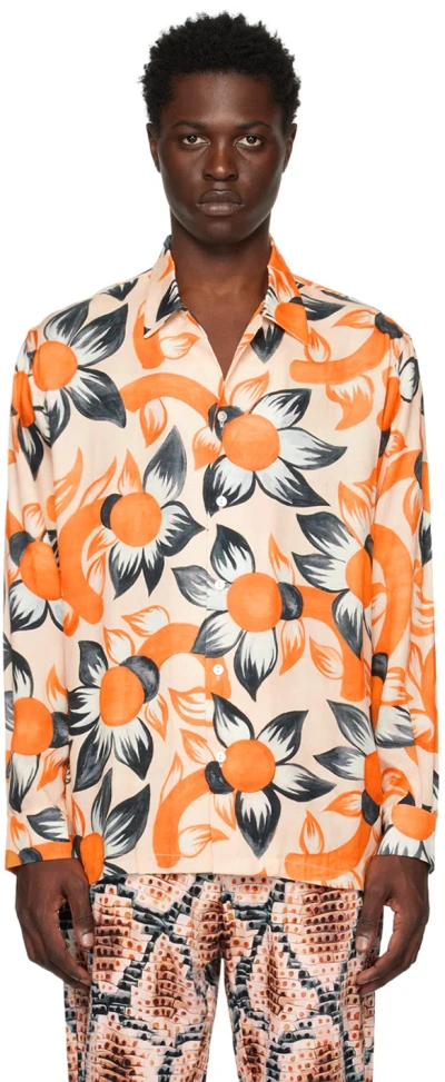 Endless Joy Orange Wildflower Pale Shirt In Multi