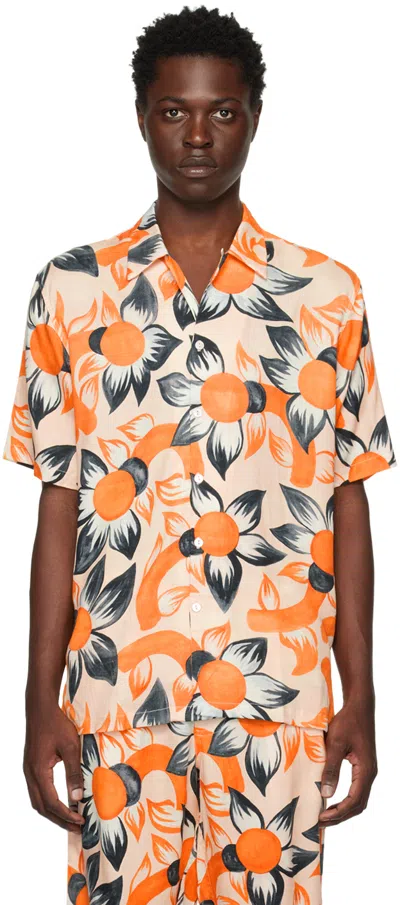 Endless Joy Orange Wildflower Pale Shirt In Multi