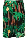 Endless Joy Palm Tree-print Bermuda Shorts In Schwarz