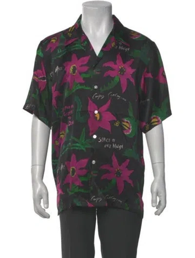 Pre-owned Endless Joy Silk Floral Print Shirt In Grey