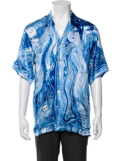 Pre-owned Endless Joy Silk Printed Shirt In Blue