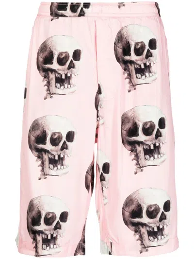 Endless Joy Skull Graphic-print Bermuda Shorts In Pink