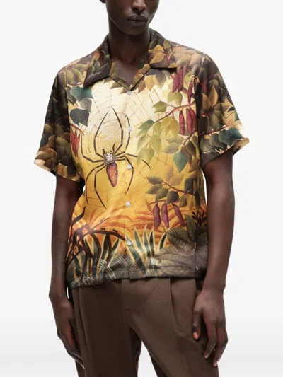 Endless Joy Spiderweb Graphic-print Mulberry Silk Shirt In Multi