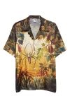 Endless Joy Spiderweb Silk Satin Camp Shirt In Multi