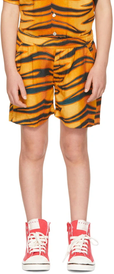 Endless Joy Ssense Exclusive Kids Black & Orange Harimau Shorts In Tiger