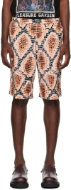 Endless Joy Tan Snake Shorts In Tan