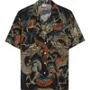 Endless Joy Tiga Naga Silk Crepe Camp Shirt In Black