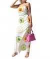Endless Moon Exotic Elegant Bloom Motif Resort Dress In Floral In White