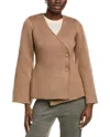 Endless Rose 2-button Cinched Wool-blend Sweater Cardigan In Brown