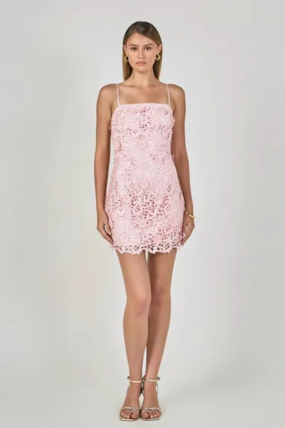 Endless Rose 3d Sequin Lace Mini Dress In Pink