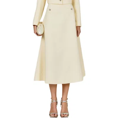 Endless Rose A-line Tweed Midi Skirt In White