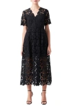 Endless Rose Allover Lace Midi Dress In Black