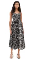 Endless Rose Animal Print Corset Bodice Cotton Dress In Black/ivory