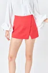 Endless Rose Asymmetric Skort In Red In Red